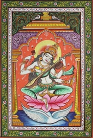 Goddess Saraswati Playing Vina