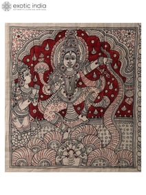 Bhagawan Krishna Dancing on Kaliya Naag | Kalamkari Painting