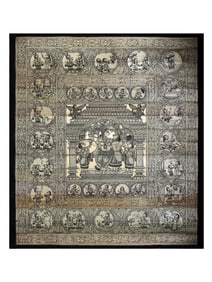 Radha Krishna at Center with Krishna Leela on Border