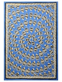 The Timeless Majesty of the Banyan  This breathtaking Madhubani painting captures the essence of the