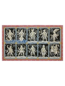 A Timeless Tapestry: The Dance of Krishna and the Gopis  This exquisite Pattachitra painting, "View