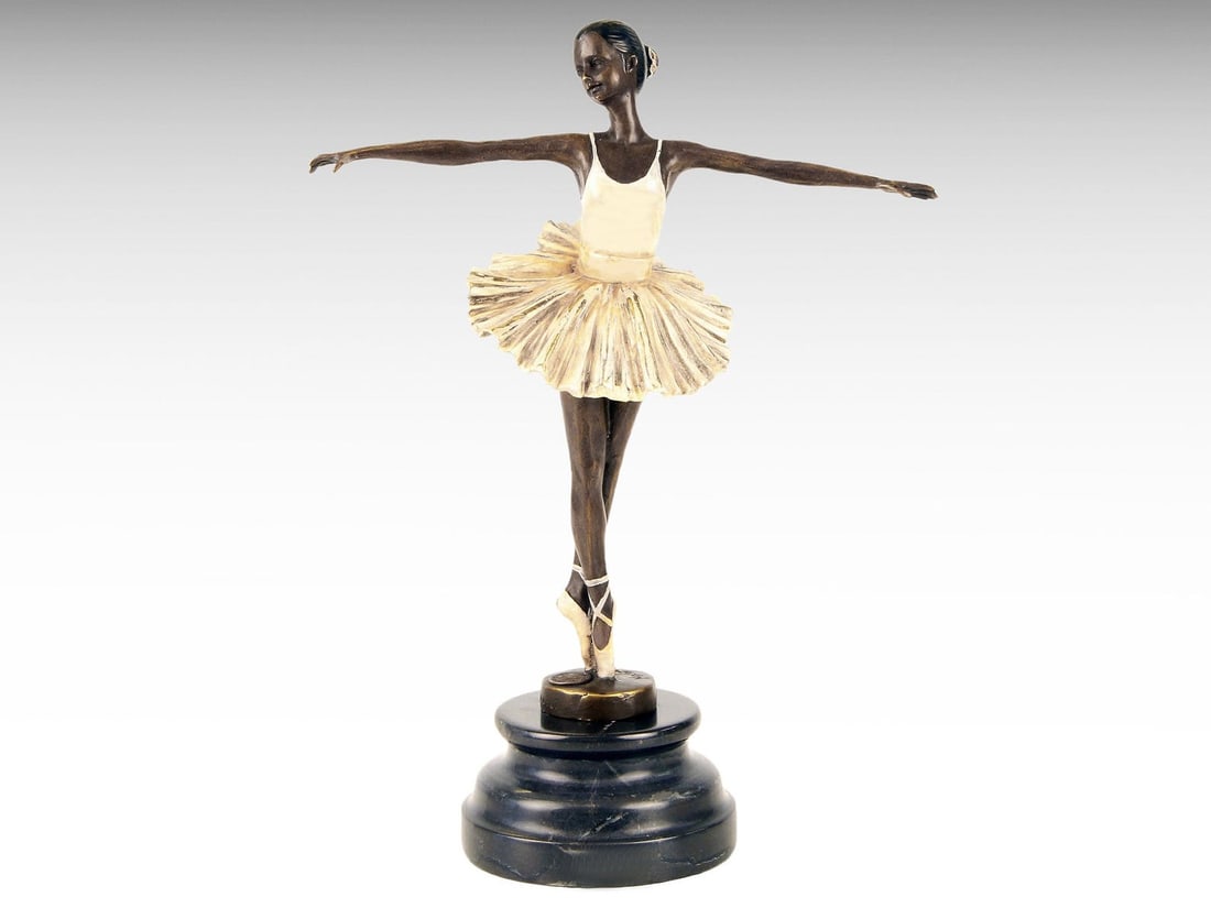 Bronze Ballet Dancer Statue Bronze Sculpture of Ballerina on Marble Base, Dancing Girl Bronze Statue: Description: Bronze Ballet Dancer Statue Bronze Sculpture of Ballerina on Marble Base, Dancing Girl Bronze Statue Shabby Ballet Ornament Metal Sculpture. Measurement: Height: 29 cm (11.4?) Length: 21