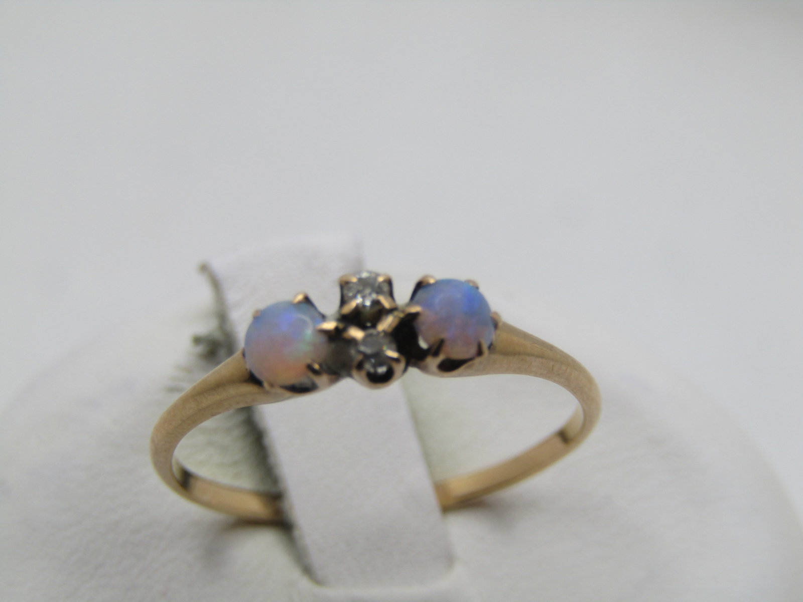 Antique 14kt  Opal & Diamond Ring , Sz. 6, Late 1800's to Early 1900's. (1 of 7)