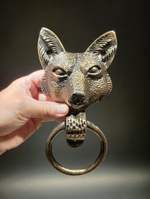 Antique Brass Cast Iron Fox Head Door Knocker
