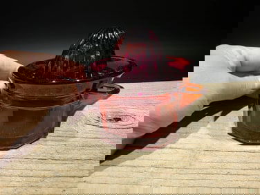 4.5" Ruby Red Depression Glass Juicer