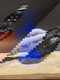 7" Cobalt Blue Depression Glass Lady Bottle