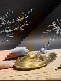 Antique Brass Deer Jewelry Holder