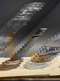 1930s Style Glass Power Lube Oil Bottle w Spout