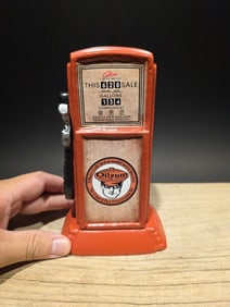 Metal Oilzum Gasoline Orange Mini Gas Pump Coin Bank