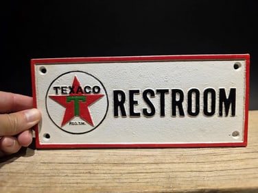 Cast Iron Texaco Restroom Sign Plaque