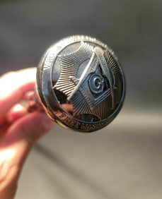 36" Free Masons Metal Walking Stick Cane