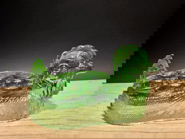 Green Depression Glass Nesting Chicken Egg Holder