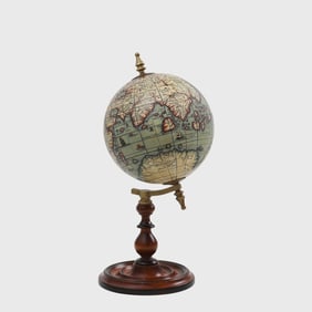 Old World 8" Globe w Turned Wood Stand