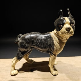Cast Iron Boston Terrier Dog Door Stop Coin Bank