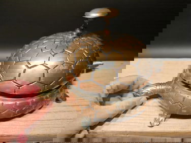 7" Large Brass Turtle Table or Floor Desk Bell