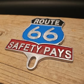 Route 66 Safety License Plate Fob Topper