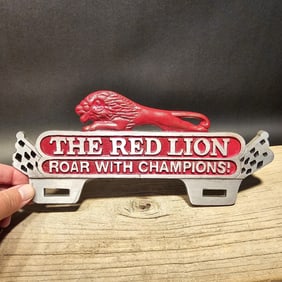 Aluminum Red Lion License Plate Fob Topper