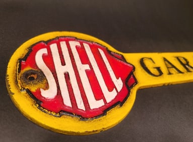 Cast Iron Shell Gas Oil Garage Sign Plaque
