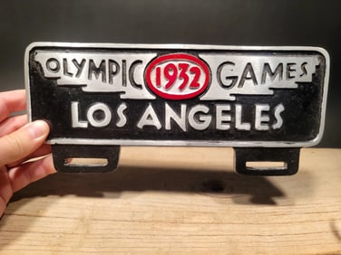 Aluminum Olympic Games 1932 License Plate Fob Topper