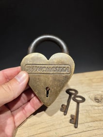 Brass Heart Winchester Firearms Ammo Box Padlock Lock