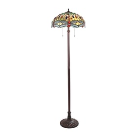 65.1" Stained Glass Dragonfly Floor Lamp