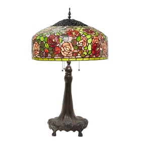 35.5'' Rose Bush Tiffany-Style Stained Glass Table Lamp