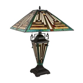 22.91" 3 light Stained Glass Mission Table Lamp