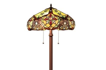 65 1/2" Stained Glass 2 light Pull Chain Floor Lamp