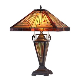 24.2" Stained Glass Mission Table Lamp Lighted Base