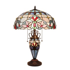 25" Stained Glass Lighted Base Table Lamp
