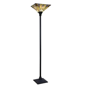 68" Up light Stained Glass Torchier Mission Floor Lamp