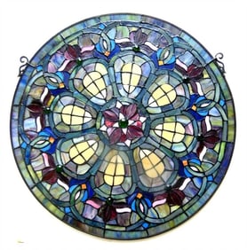 24" Round Stained Glass Window Hanging Panel Suncatcher