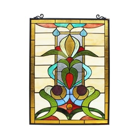 25" Rectangle Stained Glass Hanging Window Pane Suncatcher