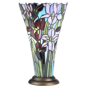 13.5"H Stained Glass Iris Up Light Table Lamp