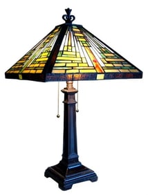 24" 2 light Stained Glass Mission Table Lamp