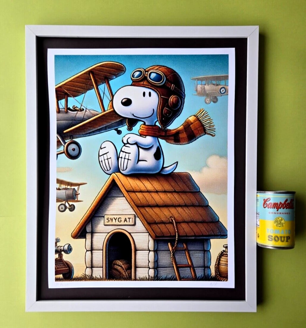 AIDAN FLUX | SNOOPY IS THE PILOT Hand Signed LARGE Print Framed LtdEd of 19 COA (1 of 6)