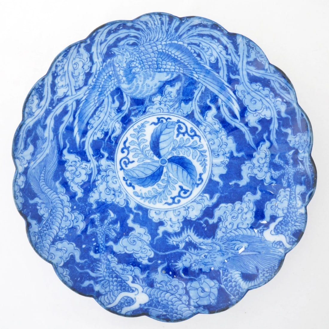 Antique Japanese Dragon Phoenix Transferware Plate Circa 1900 (1 of 12)