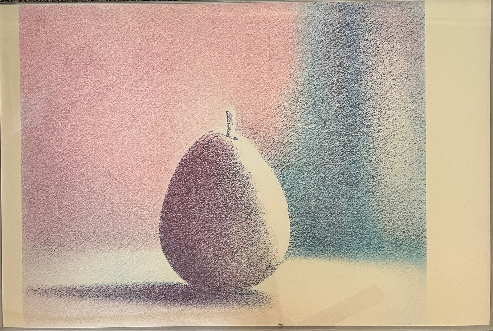 Martha Alf (1930-2019) -print - signed/dated 1985: Martha Alf -(1930-2019) Signed and Dated 1985 Plexi box frame. Dimension : 24 x 36" She studied under Richard Diebenkorn. Her works were included in the 1975 Biennial of Contemporary Art at the Whitne