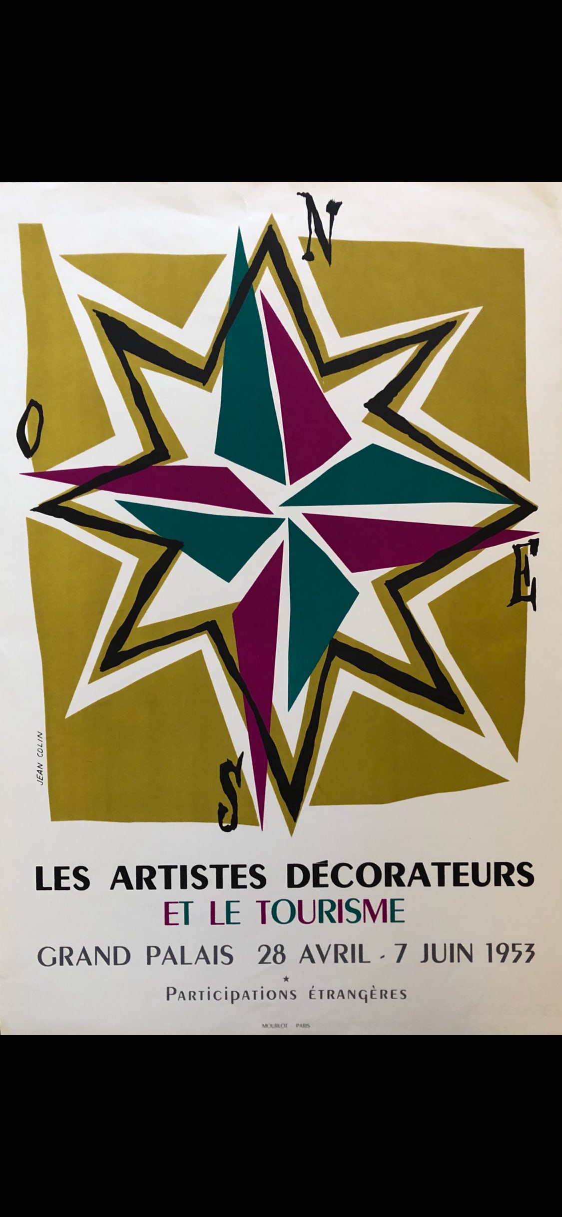 Jean Colin- Mourlot lithograph: Jean Colin (1912-1982) Les Artisted Decorateurs Et El Tourisme Grand Palais April 28- June 7, 1953 Mourlot - Paris lithograph 23 3/4 x 15 3/4 " Designed advertising posters/lithos in the 1950's Please