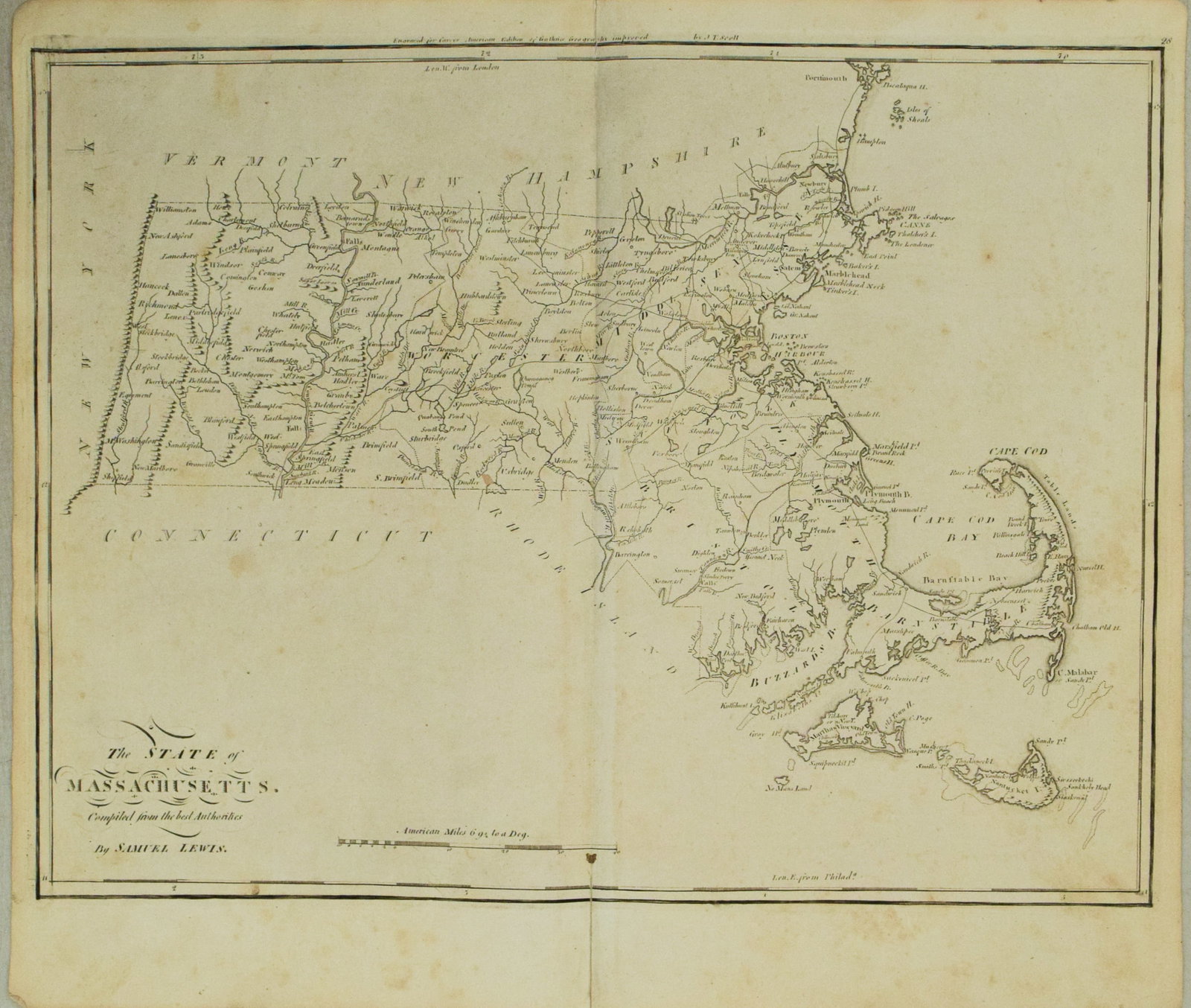 1805 Lewis/Carey Map of Massachusetts -- The State of Massachusetts. Compiled from the Best: Title:1805 Lewis/Carey Map of Massachusetts -- The State of Massachusetts. Compiled from the Best Authorities Cartographer:Lewis/Carey,li>Year/Place:1805, Philadelphia Map Dimension(in.):14.2 X 18.5 i