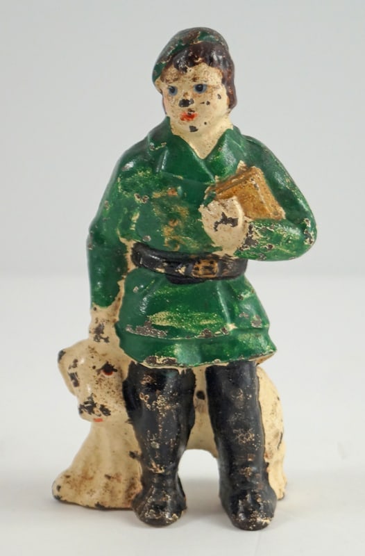 School Child w/ Dog Cast Iron Hubley Paperweight (1 of 6)