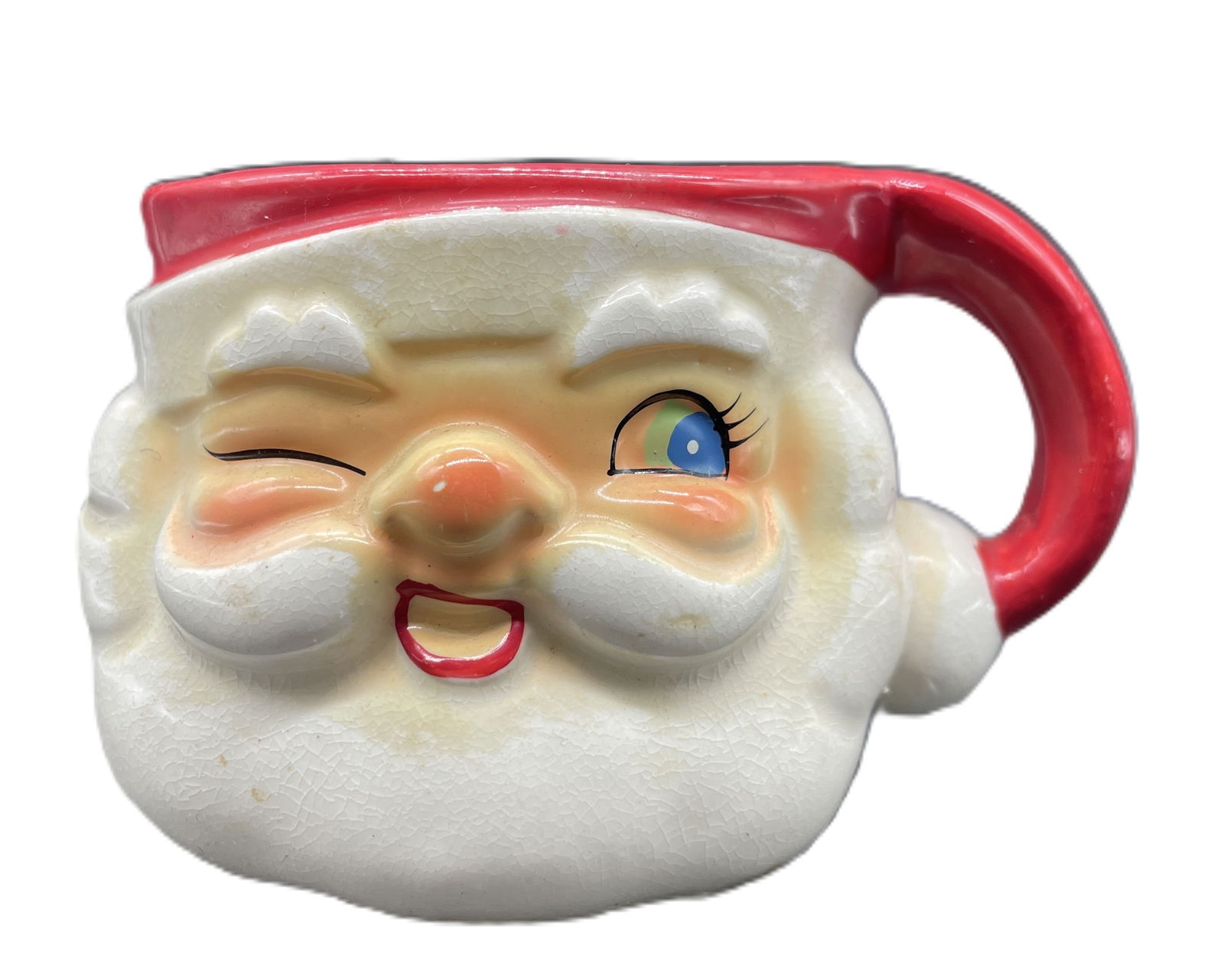 Vintage Holt Howard Winking Santa Ceramic Mug Christmas 1960: Date/Period: 1960 Dimension: Approx. 2.5" Material: ceramic Additional Information: Vintage Holt Howard Winking Santa Ceramic Mug Christmas 1960 Shipping: Domestic: Flat-rate of $7.00 to anywhere with