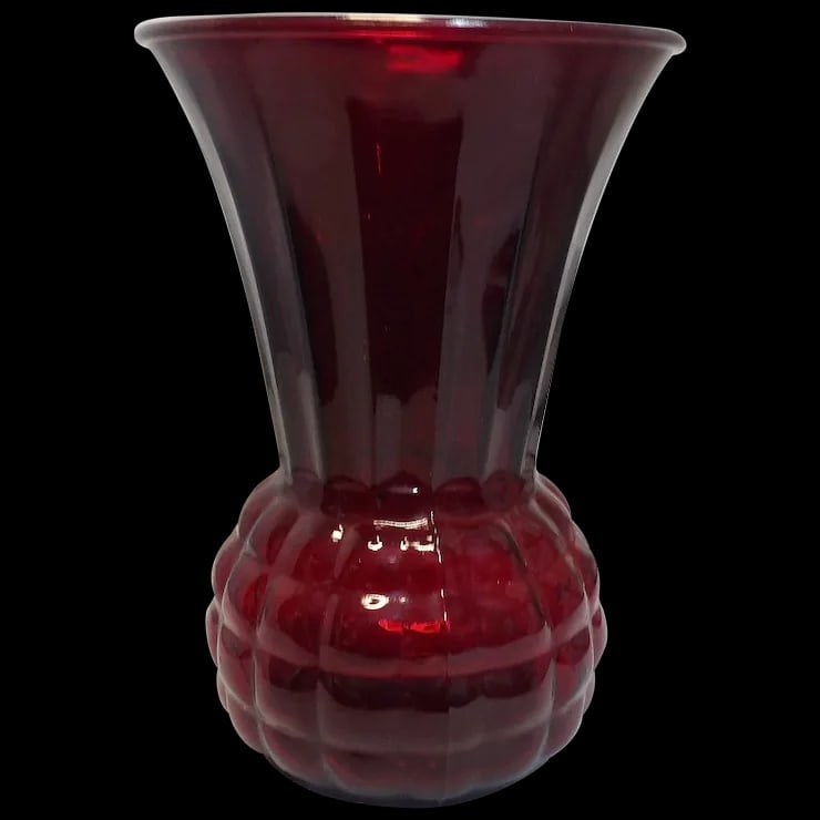 Anchor Hocking 1970’s Rugy Red Bubble Glass Pineapple Vase (1 of 9)