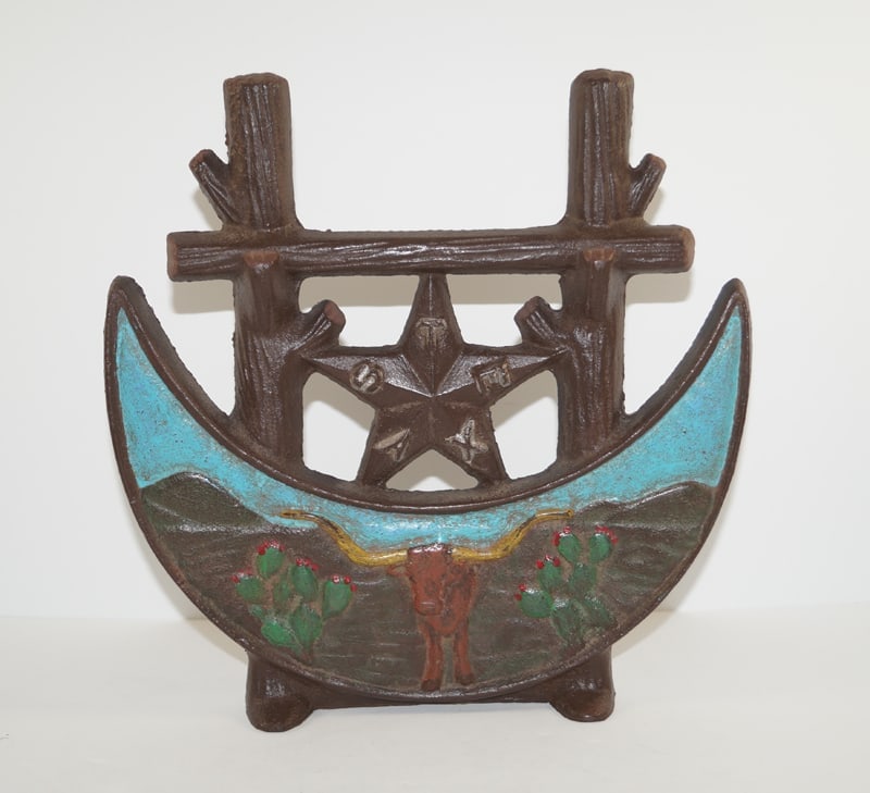 Texas Longhorn Centennial Cast Iron Doorstop 1936 (1 of 7)
