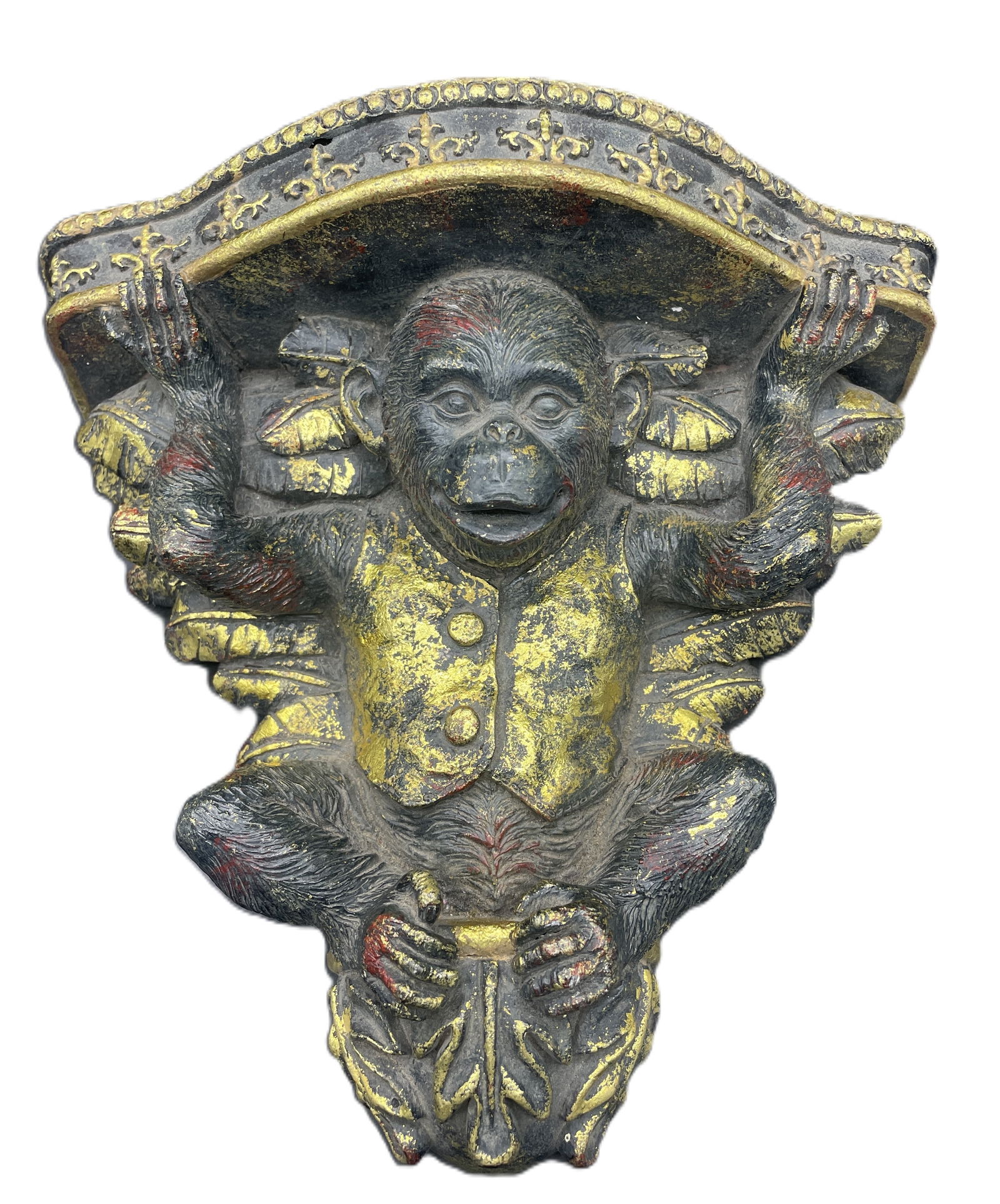 Vintage Gilded Monkey Corbel Wall Shelf (1 of 8)