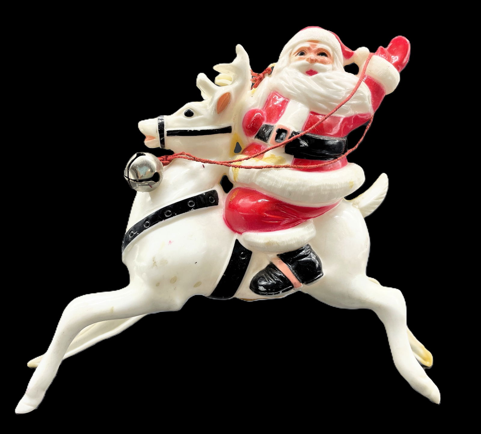 Vintage Rosbro Hard Plastic Christmas Santa Claus on Reindeer (1 of 8)