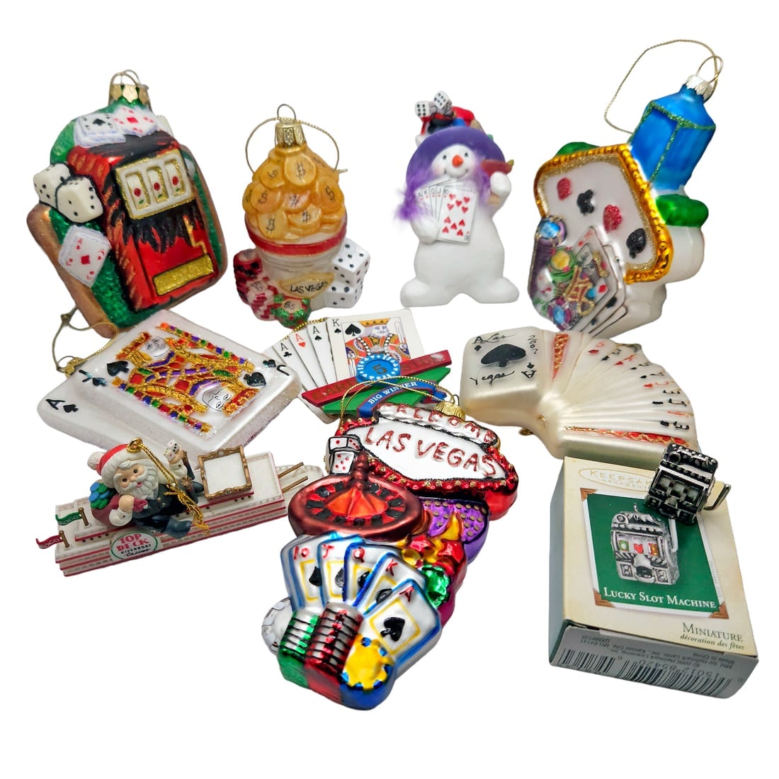 Large Lot Casino Gambling Themed Mercury Glass Christmas Ornaments (1 of 11)