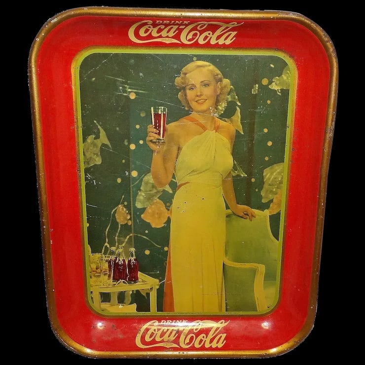 1935 Original American Artworks Drink Coke Coca Cola Metal Tray Madge Evans (1 of 6)