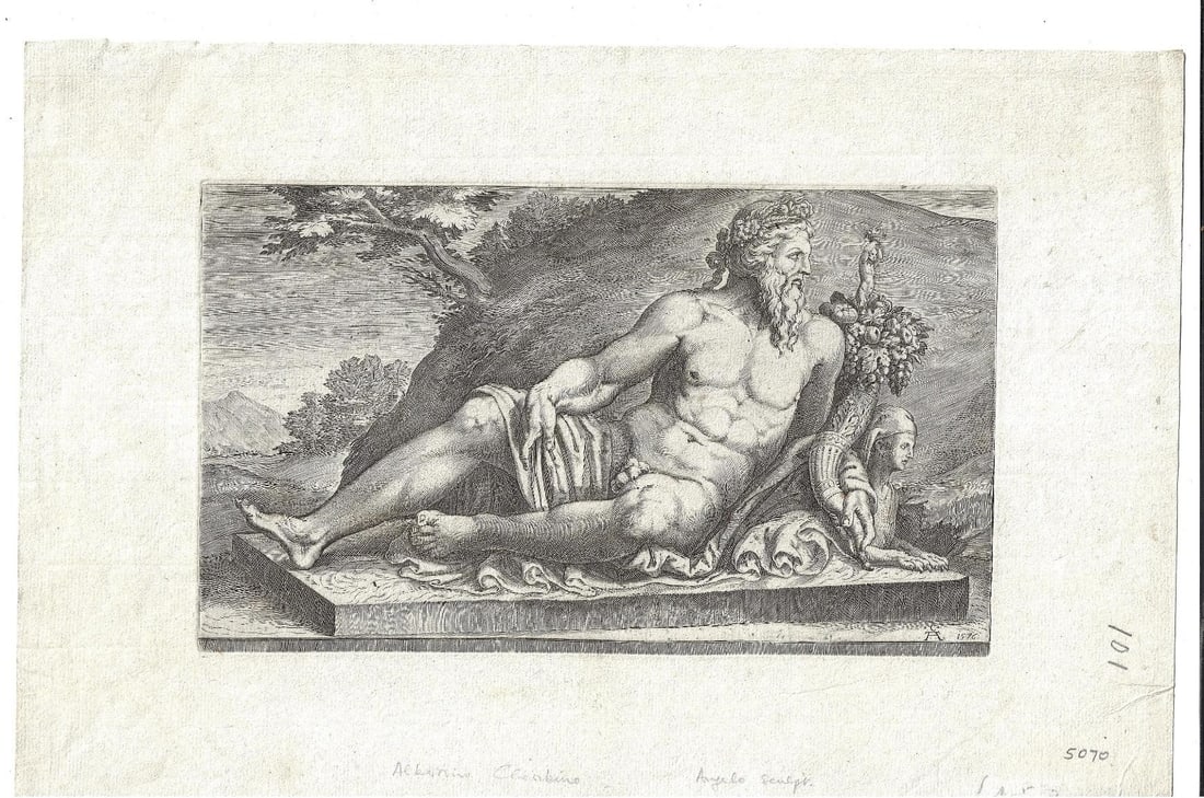 Beautiful Large 18th C Engraving of Cherubino Alberti: A fine engraving after Cherubino Alberti (1553-1615), circa 1700. On watermarked laid paper, measures 16 x 11". Reserve: $100.00 Shipping: Domestic: Flat-rate of $12.00 to anywhere within the contiguo