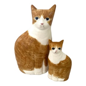 Vintage Pair of Ns Gustin Co. Ceramic Tabby Cat Figures